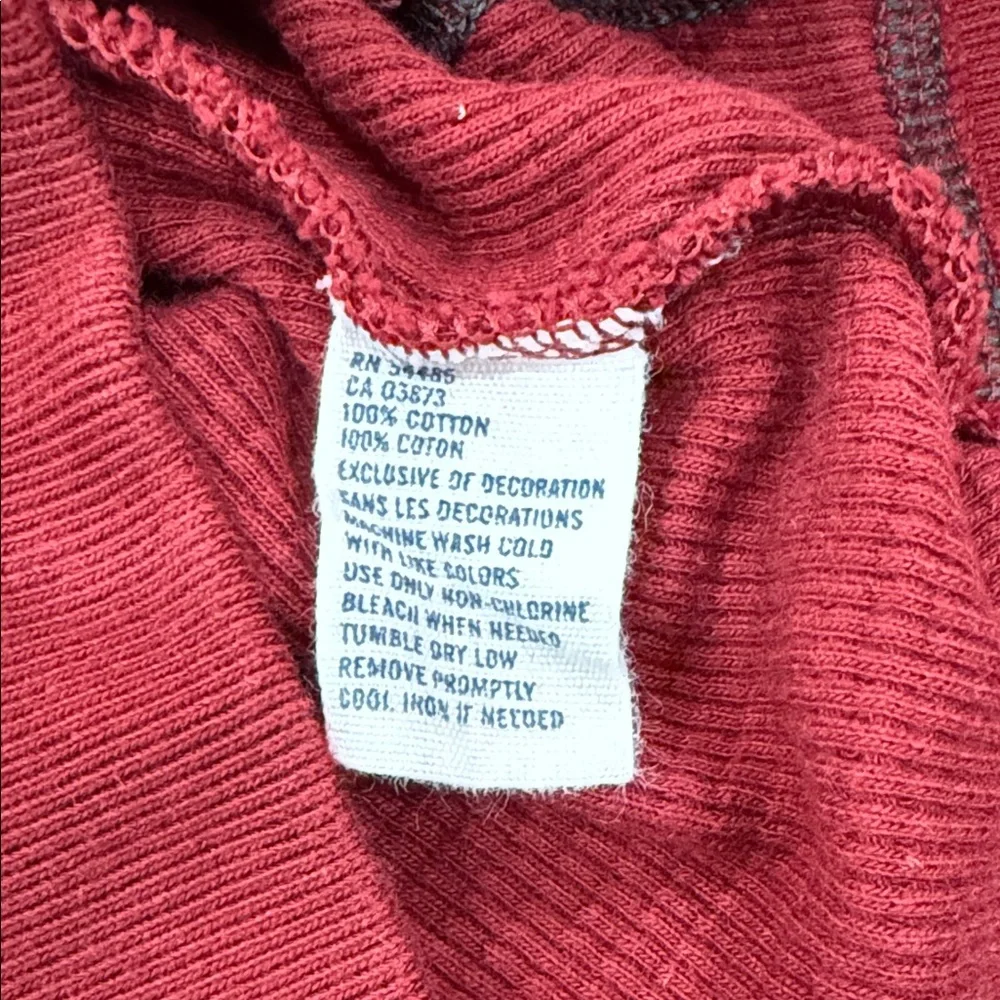 American Eagle Outfitters Mens Full Zip Thermal Hoodie Red Sweatshirt Y2K Size S